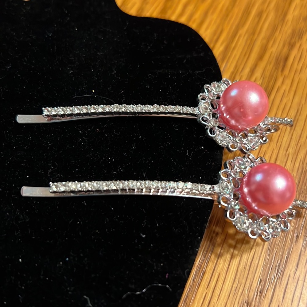 3.5” hair pins with faux pearls and rhinestones
